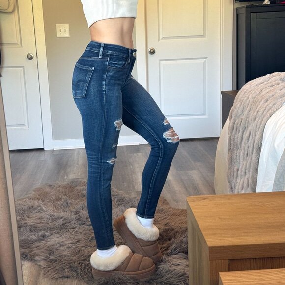 American Eagle 360 Super Stretch Skinny Jeans Womens Mid Rise Distressed Denim - Picture 3 of 10